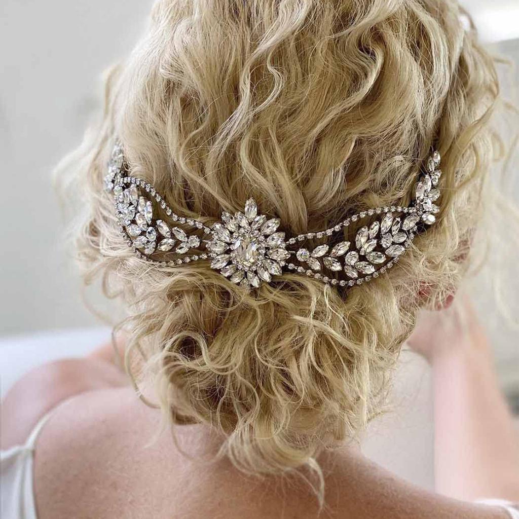 Silver Color Rhinestone Crystal Headbands Hairbands Tiaras For Women Bride Party Wedding Bridal Hair Accessories Jewelry Band