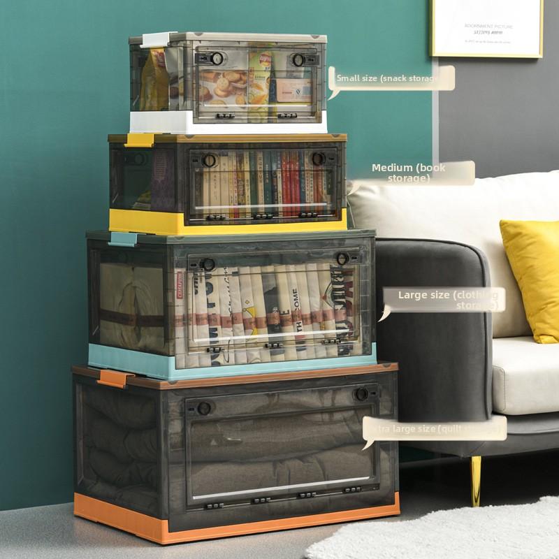 Book Storage Box Foldable Student Book Box Dormitory Book Sorting Box Transparent Household Storage Book Box