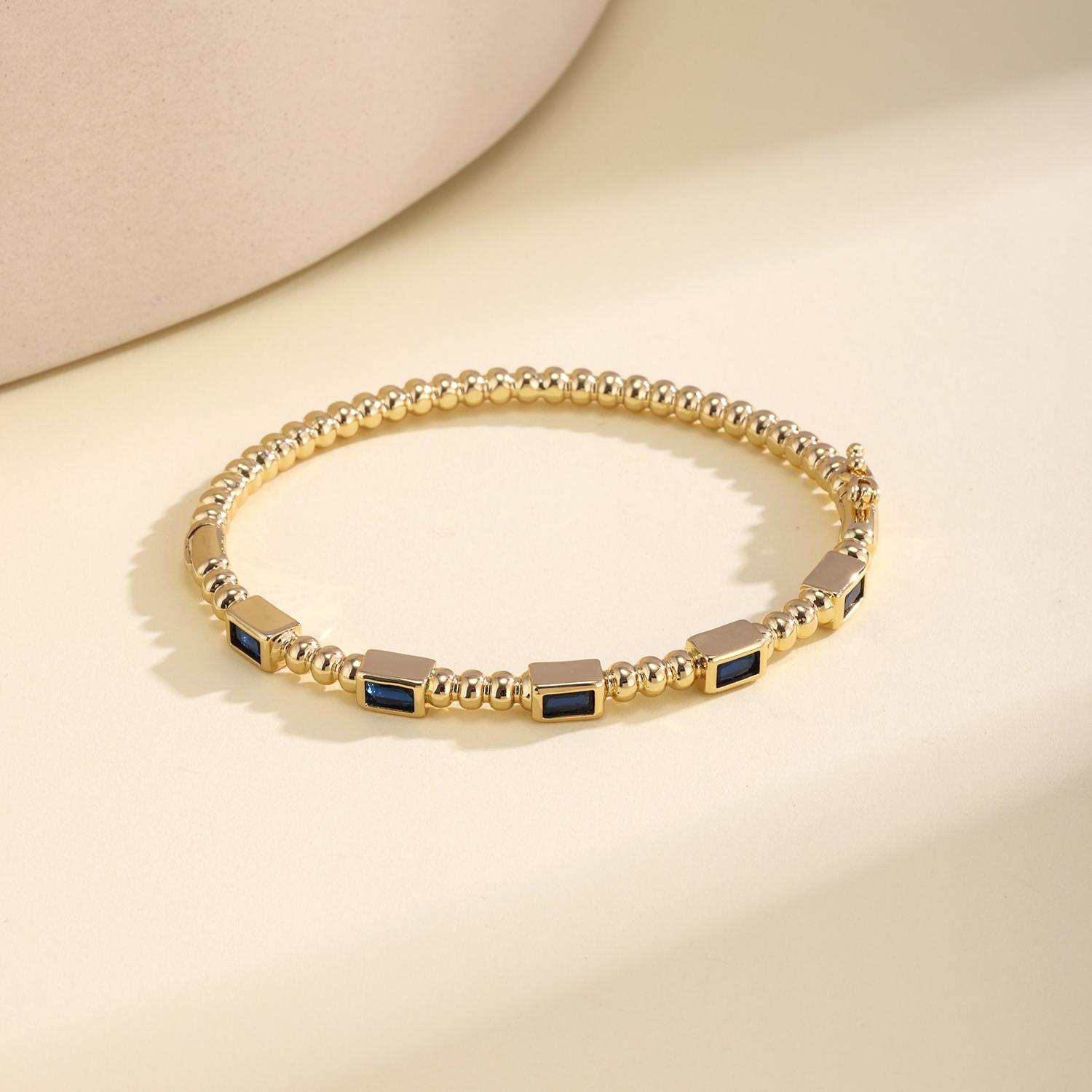 

Nidin Hot Sale Boho Beaded Bangle Square Crystal Zircon Adjustable For Women Birthday/Anniversary Fine Bracelet Jewelry Gifts 58-60mm темно-синий