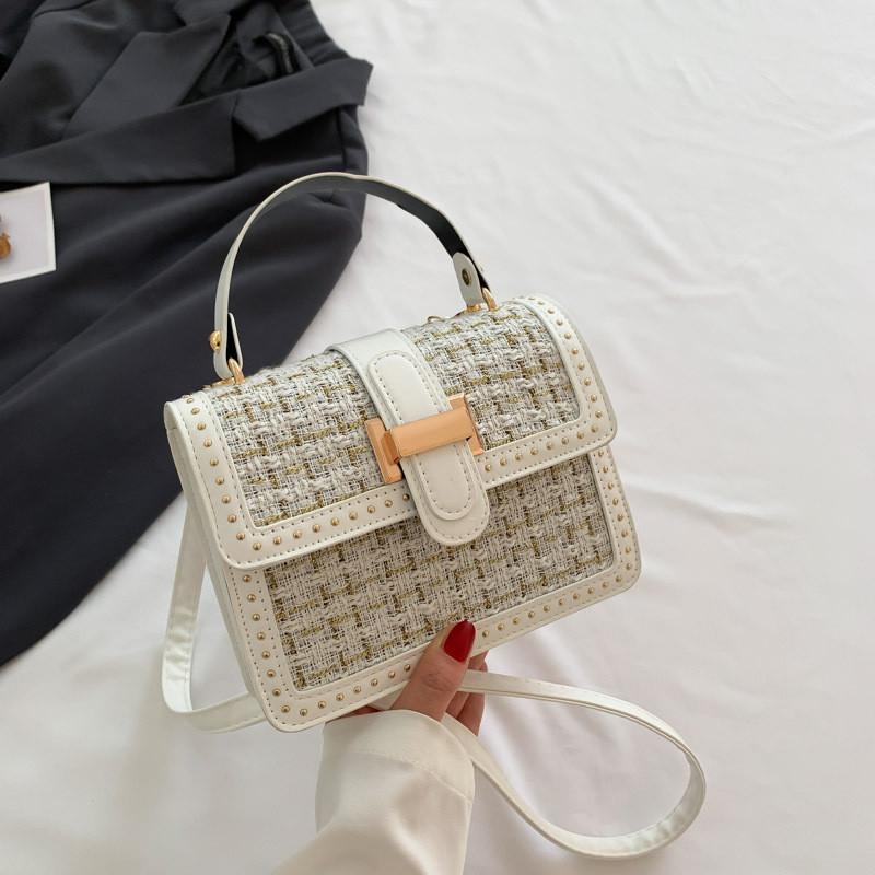 

Stylish Black And White Pu Shoulder Bag Trendy Fashionable Crossbody Small Square Handbag