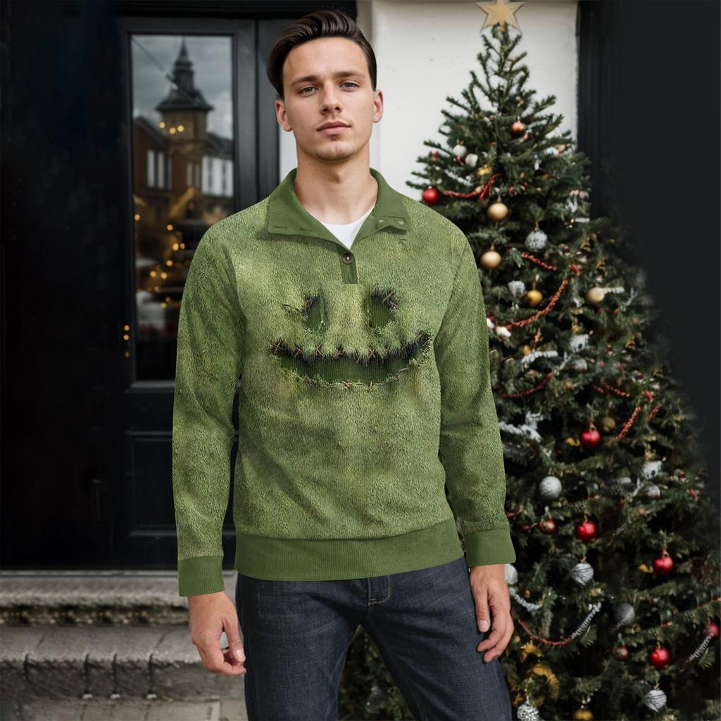 Men's Halloween Printed Corduroy Button Shirt