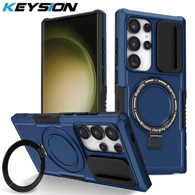 KEYSION Case for MagSafe for Samsung S24 Ultra S23+ S22 S21 S20 FE Slide Camera Protection Phone Cover for Galaxy Note 20 Ultra