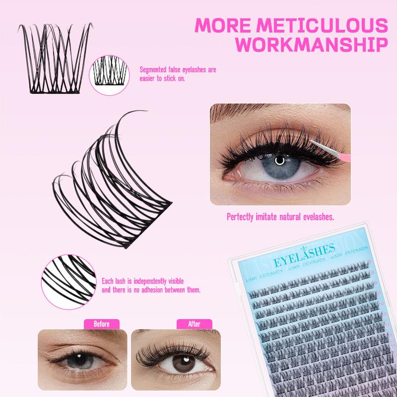 Wimpernverlängerungs-Set DIY Schwarze Wimpernbüschel Cosplay Natürliche Einzelwimpern Set Starker Halt Mit Wimpernkleber & Siegel Pinzette