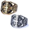 Lorraine Cross Blackened Stainless Steel Ring for Men Polished Durable Fashion Jewelry Gift
