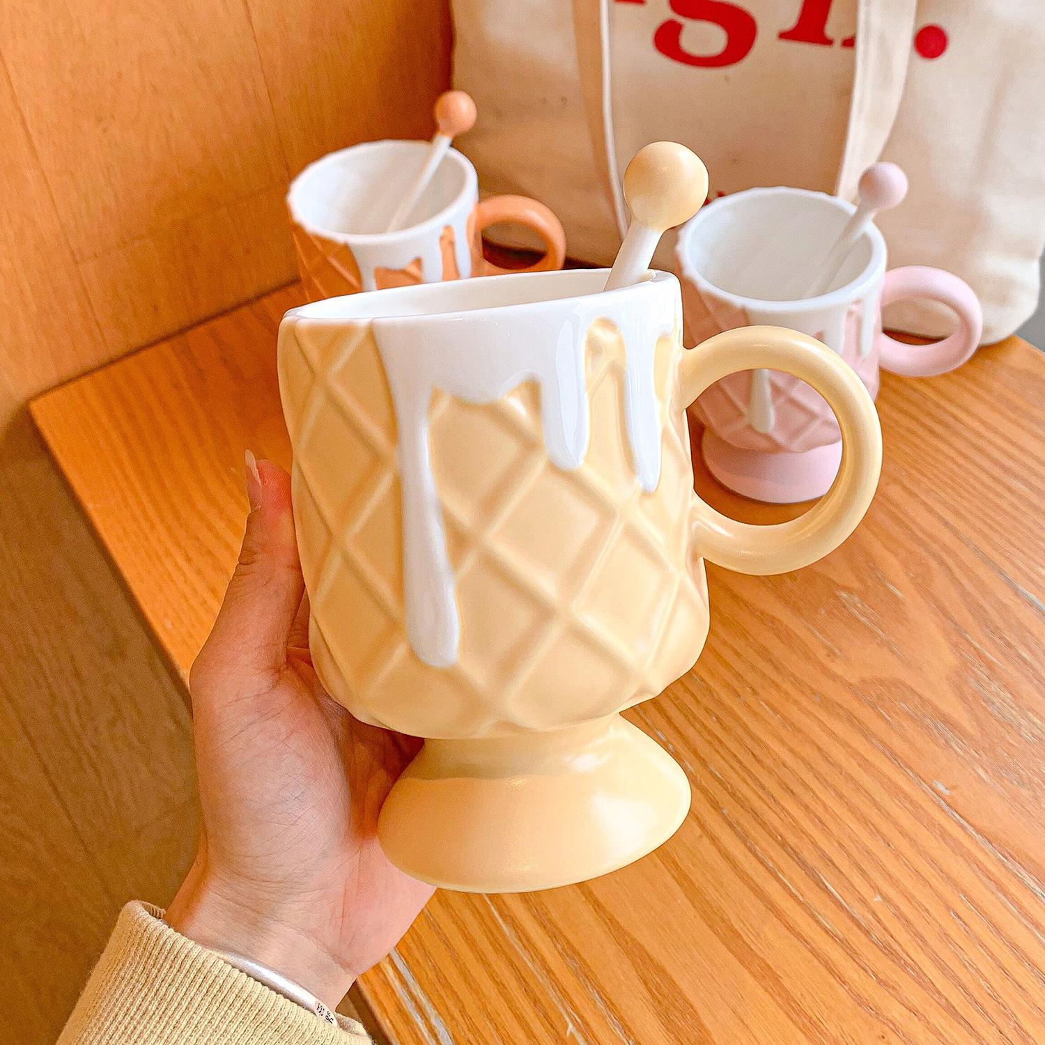 

Керамическая чашка высокой ценности для женщин, бытовая чашка для мороженого, кружка, офисная чашка для воды, чашка для завтрака и молока 401-500ml