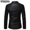 Men's Solid PU Leather Jacket with Pockets, One Button Slim-fit Lapel Outwear - for Business, Parties & Formal Occasions - for Men - PU Leather