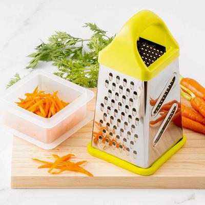 Käsereibe mit Behälter Edelstahl Vierkantreibe für Gemüse Ingwer Kartoffeln Professionelle Handreibe mit 4 Seiten Scharfe Klingen