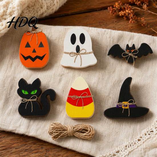 Retro Halloween Decor 6Pcs Tiered Tray Decor Ghost Black Cat Mummy Figurines