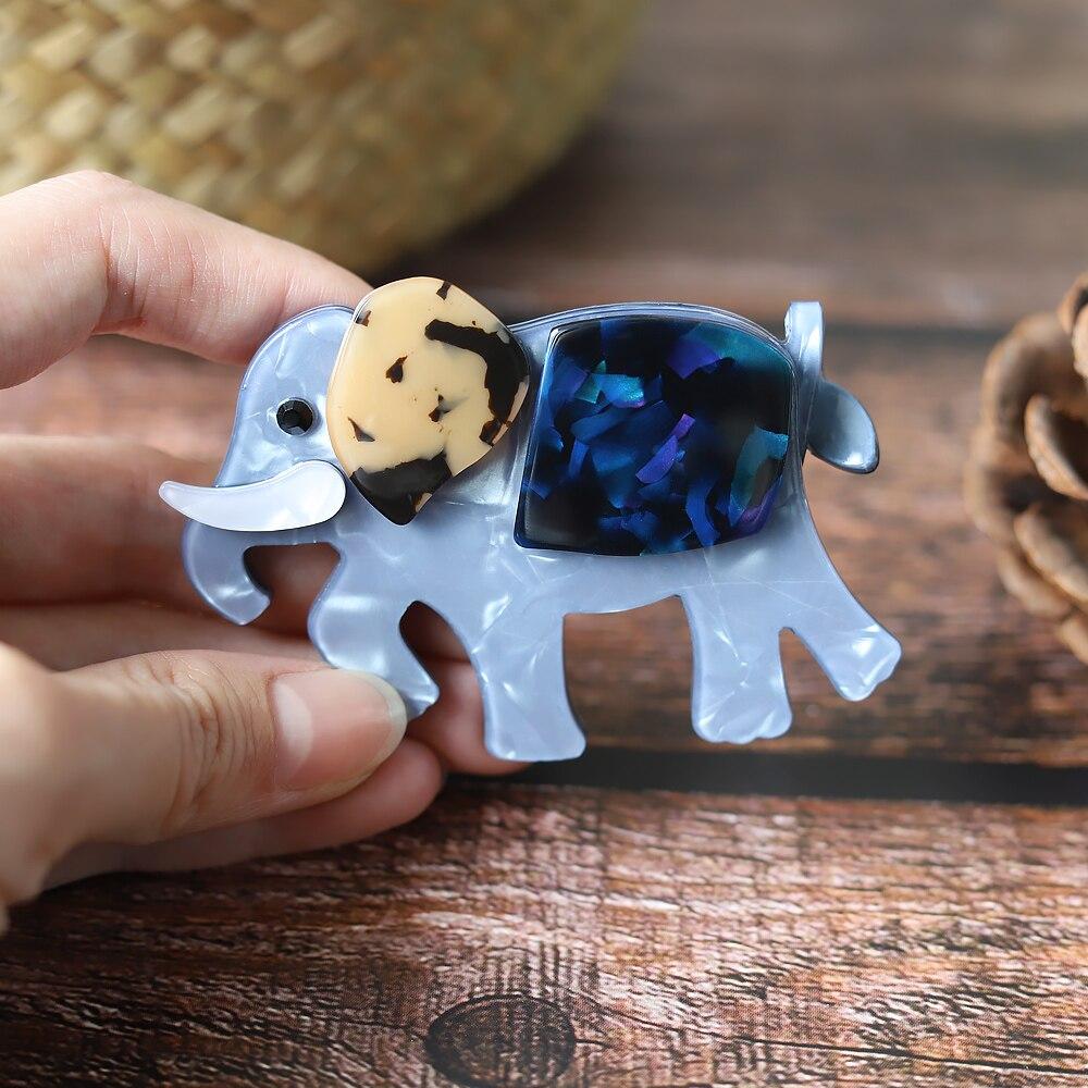 Blucome Fashion Acrylic Large Elephant Brooch Lovely Animal Thailand Elephant Resin Pins Jewelry For Women Bag Accessories