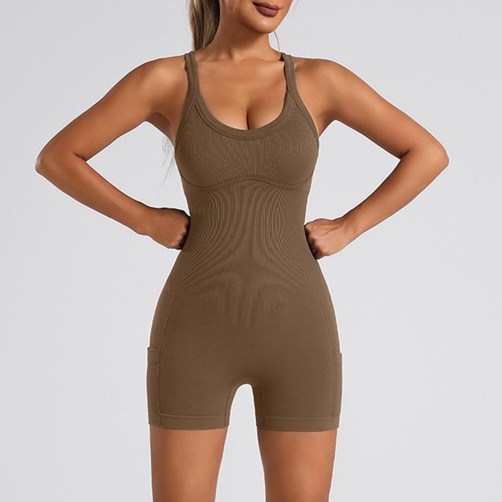 Women's Fashionable Color Round Neck Tight Back Yoga Suit Yoga Jumpsuit