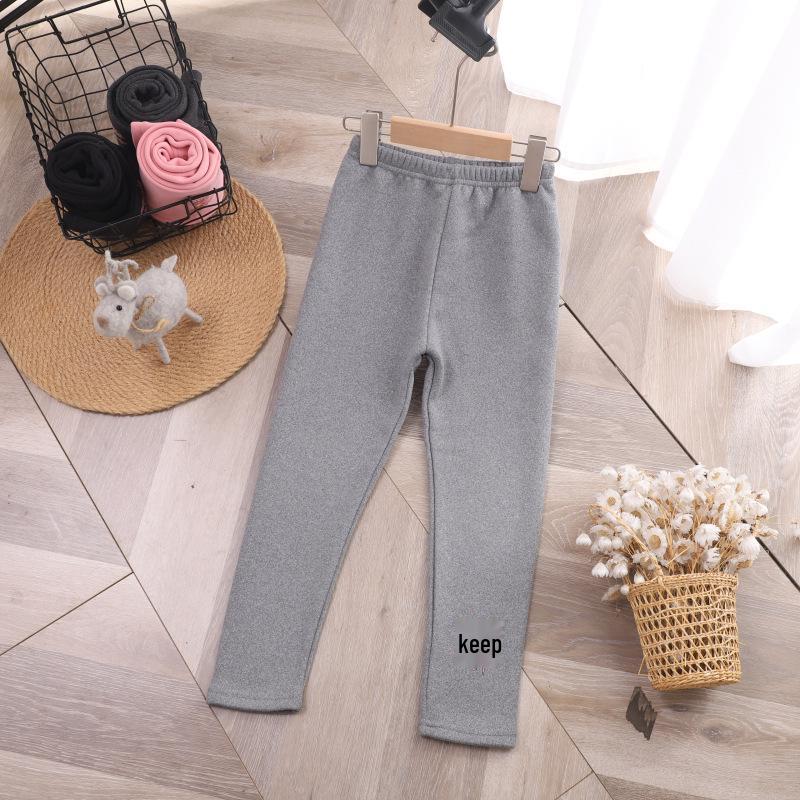Girls' Fleece-Lined Leggings: Extra Thick, Casual Autumn/Winter 2023 Pants
