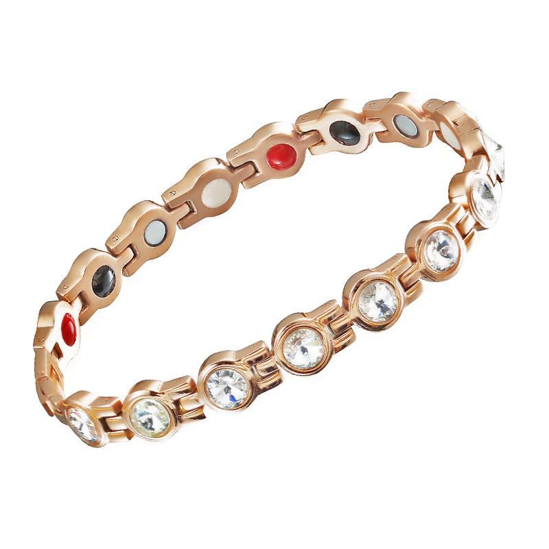 Colored Gemstone Jewelry New Women's Magnet Bracelet Stainless Steel Diamond Bracelet