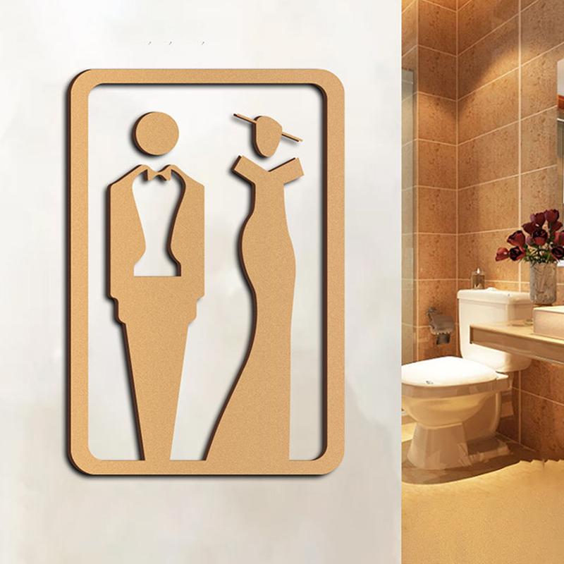 Acrylic Simple 3D Women Men Toilet Sign Plate Wash Room Wall Label Sticker For Shopping Mall Wc Decor
