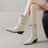 Fashion 2024 New Autumn Women Boots Pointed Toe Chunky Heel  Shoes for Women Slip-on Short Boots Embroider Western Boots Retro
