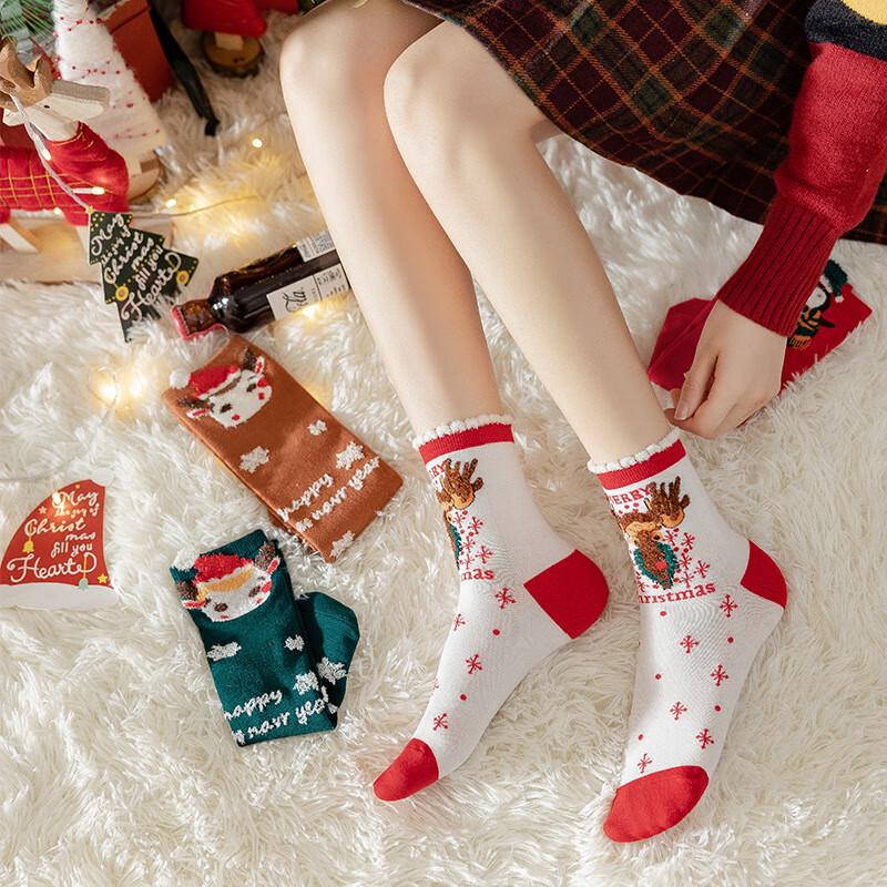 Christmas Combed Cotton Mid-Calf Socks Gift Set