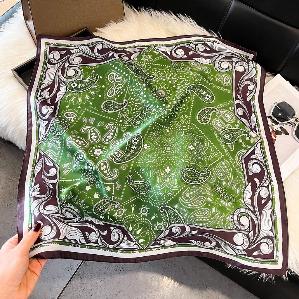 Design Print Square Silk Scarf Women Neckerchief Bandana Foulard Lady Shawl Scarves Wrap Head Hair Band Ties