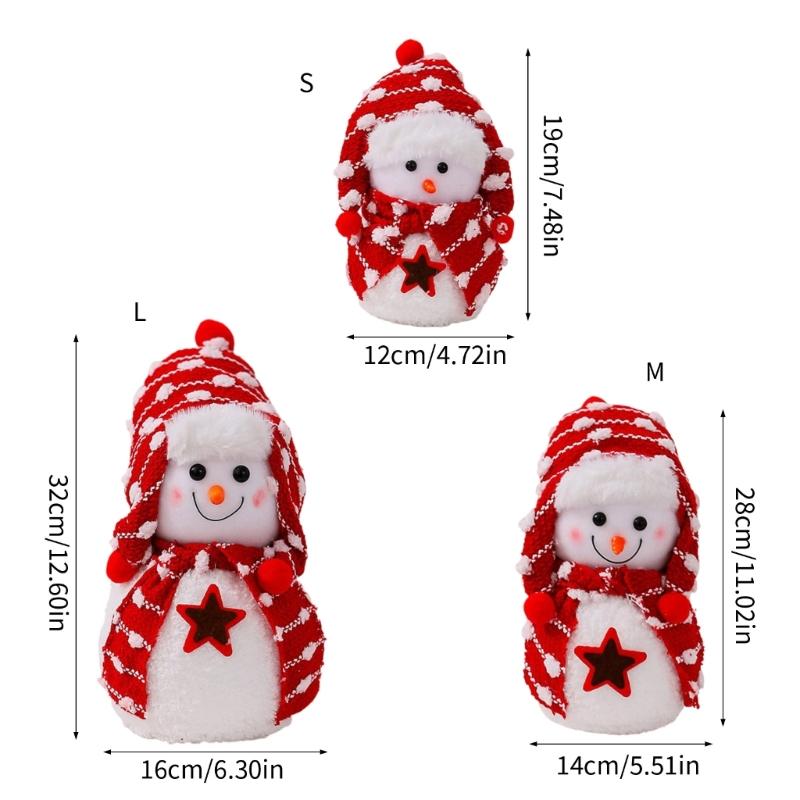 Plush Snowman Doll Desktop Ornaments Lovely Christmas Snowman Decorations For Outdoor Indoor Holiday Festival Wedding