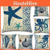 Decorative Fashion Creative Marine Organism Flax Cushion Cover Throw Pillow For Coastal Living