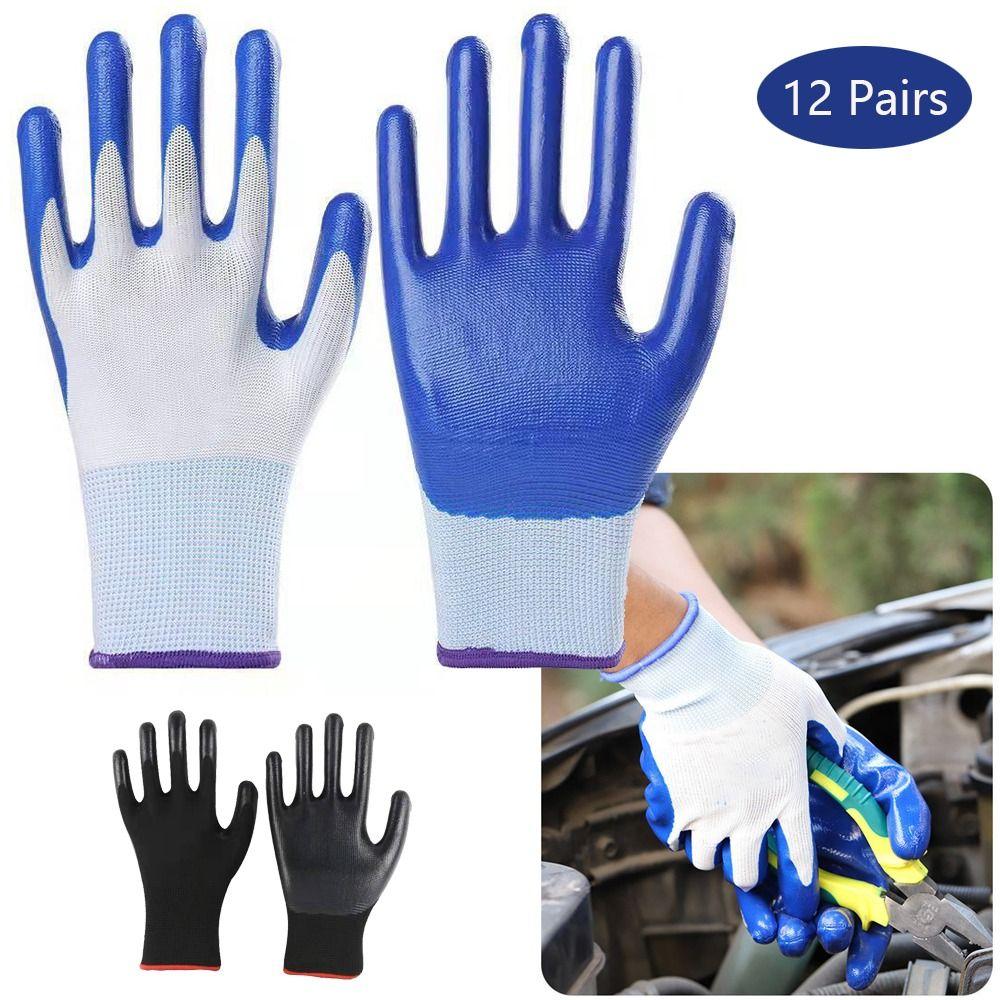 12pairs Stretch Protective Gloves High Durability Cycling Mittens Safety Gloves  Construction Sites