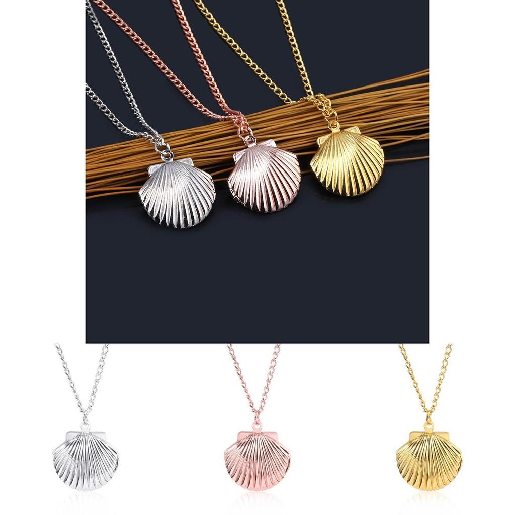 Minimalist Openable Mini Shell Photo Frame Metal Necklace For Girls And Women