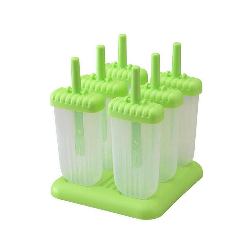Bright Green 6pcs Pack Ice Lolly Cream Maker Mold For Diy Popsicle And Frozen Yogurt