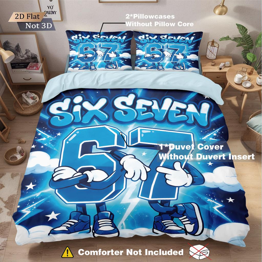 Set di 3 Copripiumini Divertenti con Stampa Elemento 67, Senza Imbottitura, Multitaglia, Decorazione Letto Camera da Letto, Comodo e Lavabile in Lavatrice