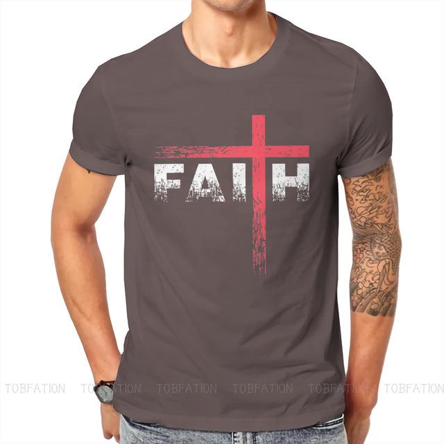 Christian Faith Cross Essential Tričko Vintage Graphic Pánské oblečení Topy Bavlněné tričko s výstřihem
