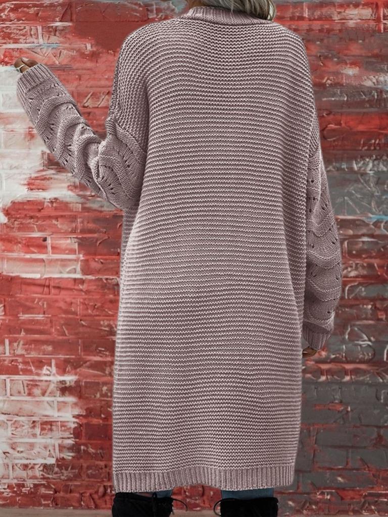 Neuer langer Strickcardigan für Damen, einfarbiger Strick-Oversize-Cardigan mit offener Vorderseite für Damen, importierte Damenbekleidung
