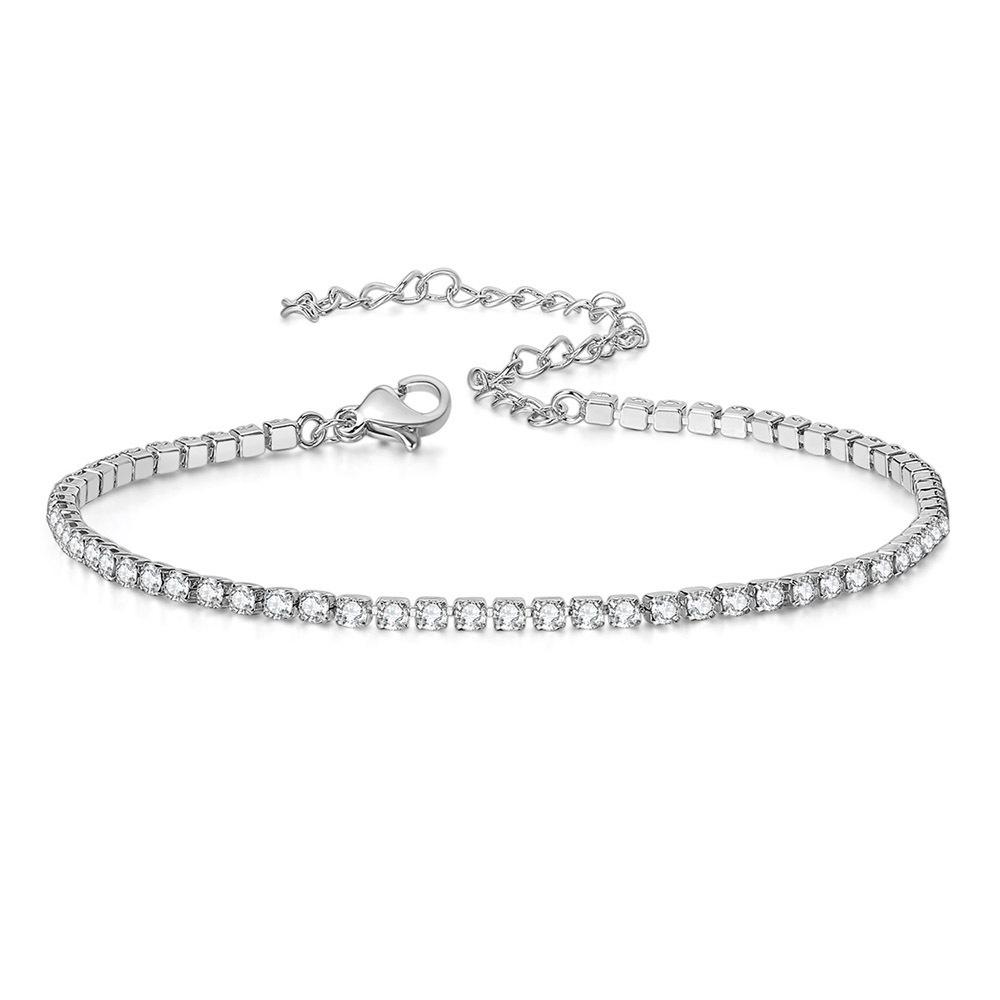 Luxury Zircon Women's Anklet: European & American Trendy, Gold-Plated Tennis Chain with Paved Diamonds