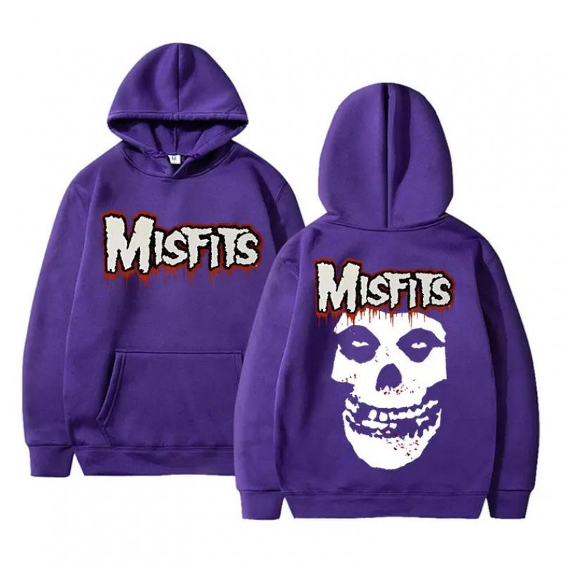Horror Punk Misfits Skull Rock Print Hoodie