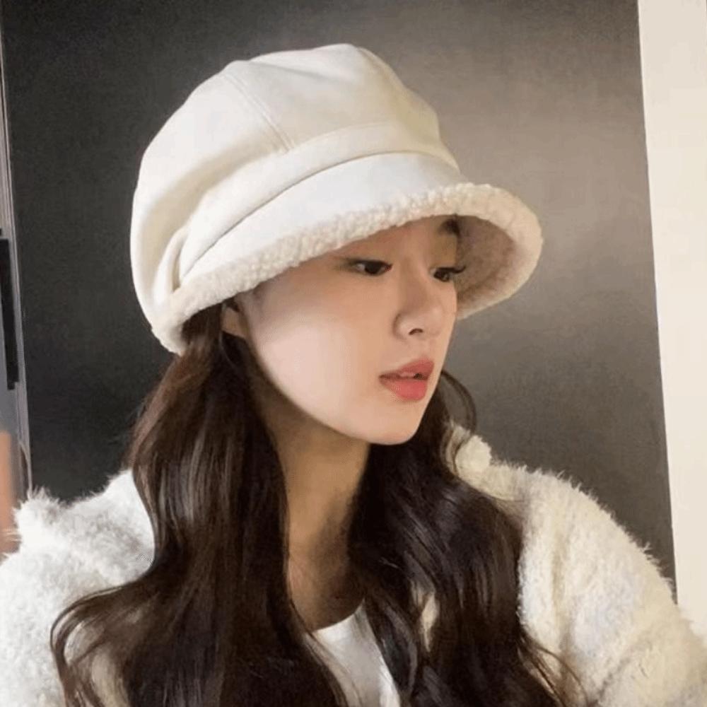 Classic Women Basin Cap Ear Protection Leisure Bucket Hat Autumn Winter Plush Beret Hat Outdoor