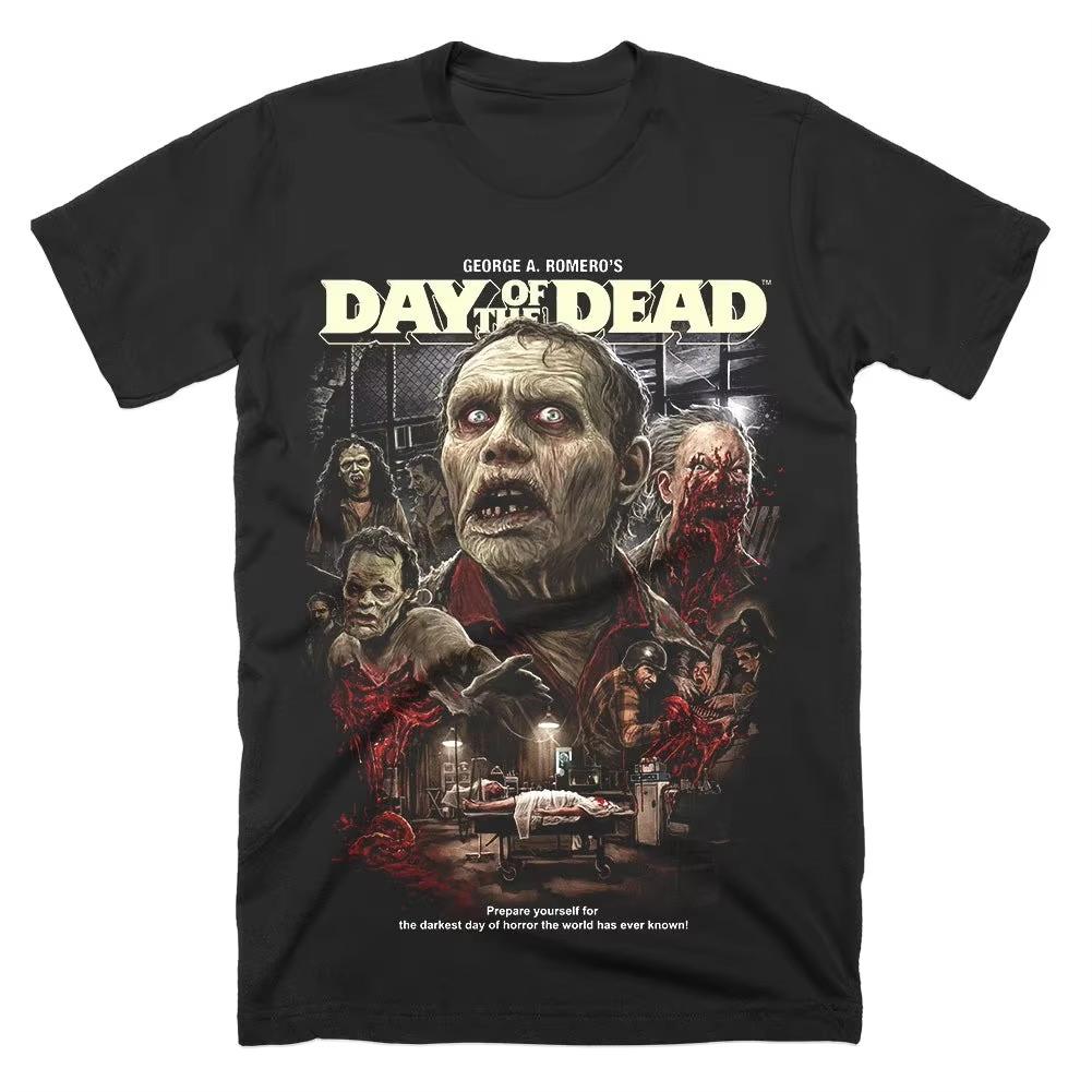 T-shirt Giorno dei Morti Uomo Estate George A. Romero Zombie Horror Movie Grafica Manica Corta Streetwear Vestibilità Larga Top Horror