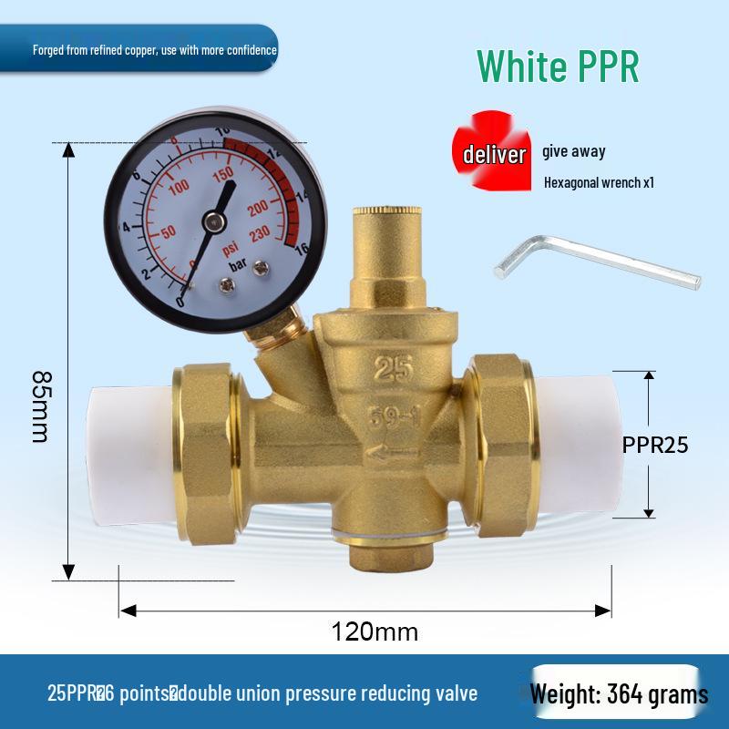 Water Pipe Pressure Reducing Valve for Home Heaters - PPR20/25/32, 4-Point PE Fitting