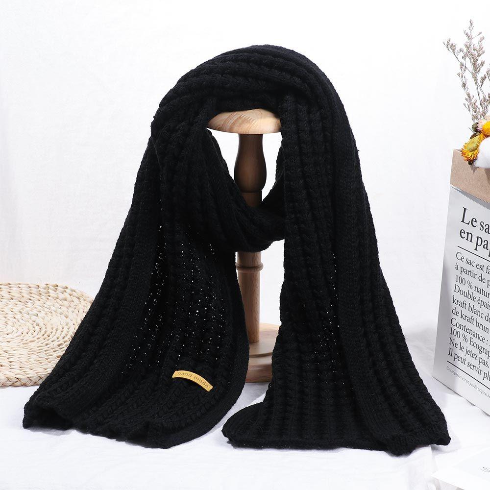 Women Winter Warm Outdoor Vintage Long Scarves Knitted Scarf Solid Color