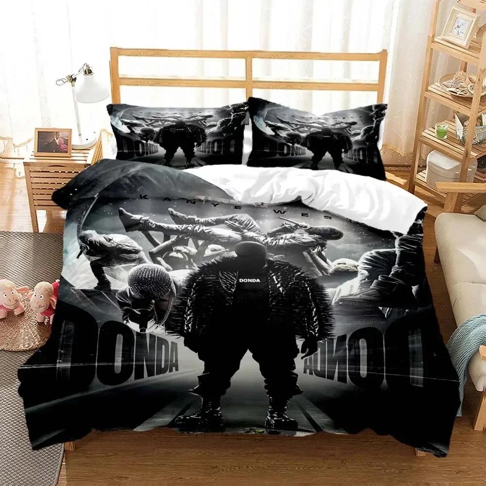 Rapper Kanye West Musik 3D Cartoon Printed Bedding Queen Bedding Set King Size Bedding Set Soft And Comfortable