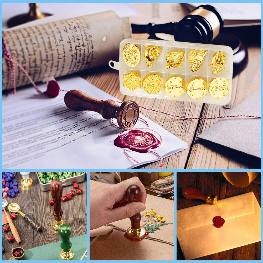10pcs DIY Art Seal Head Multipurpose Enamel Seal Head Ornamental Wax Seal Stamp Head Envelope Decorative for Wedding Invitations