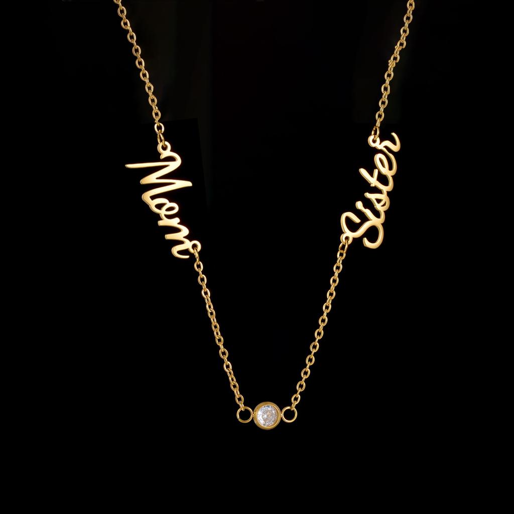 Atoztide Custom Multiple Name Necklace for Women Zircon Heart Stainless Steel Jewelry Choker Chain Personalized Birthday Gift