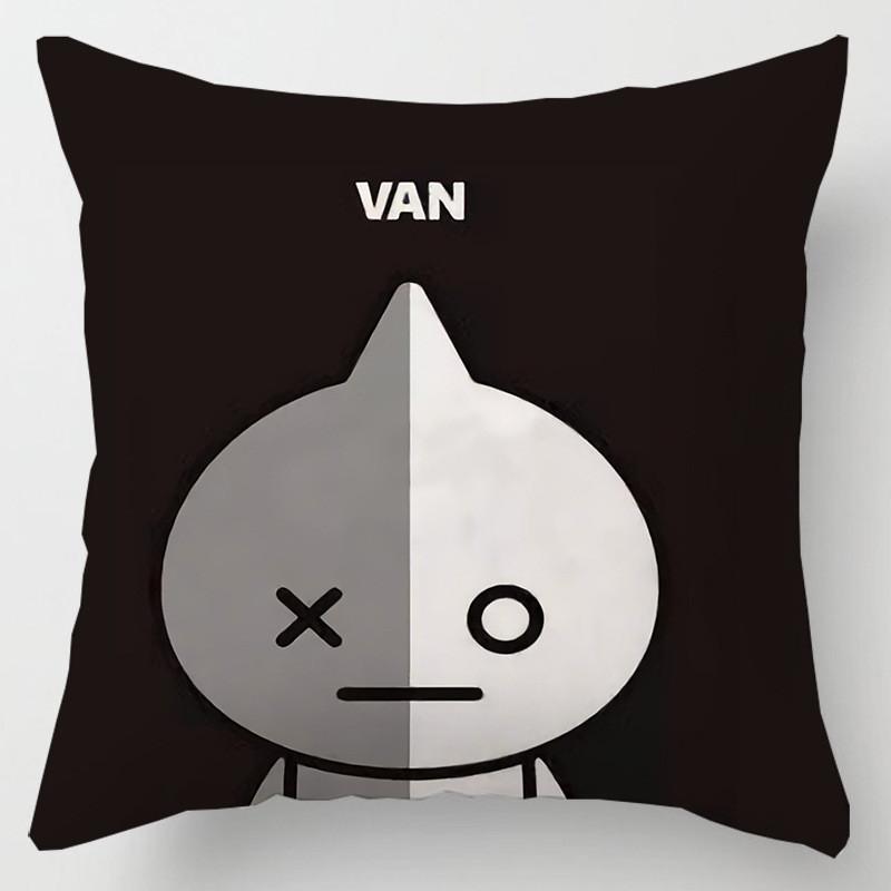 Cartoon Bt21 Cushion Cover Decorative Soft Pillow Case Sofa Car Protector Throw