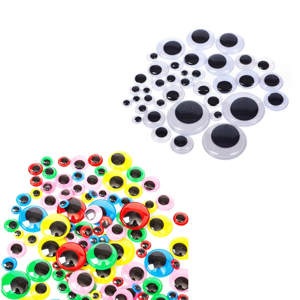 200Pcs Googly Eyes Self Adhesive Craft Eyes Plastic Round Eyes Wobbly Eyes for DIY Scrapbooking Toy Paper Craft