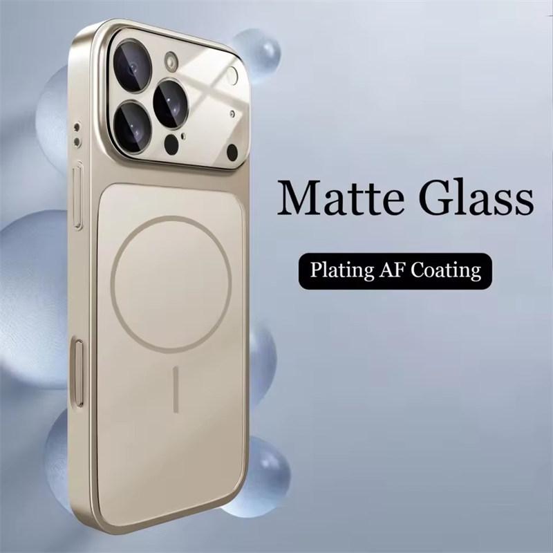 Glass Nano Matt Deksel For iPhone 17 Air 16 15 14 13 Pro Max 17Pro Magnetisk For Magsafe Trådløs Lading Armor Funda