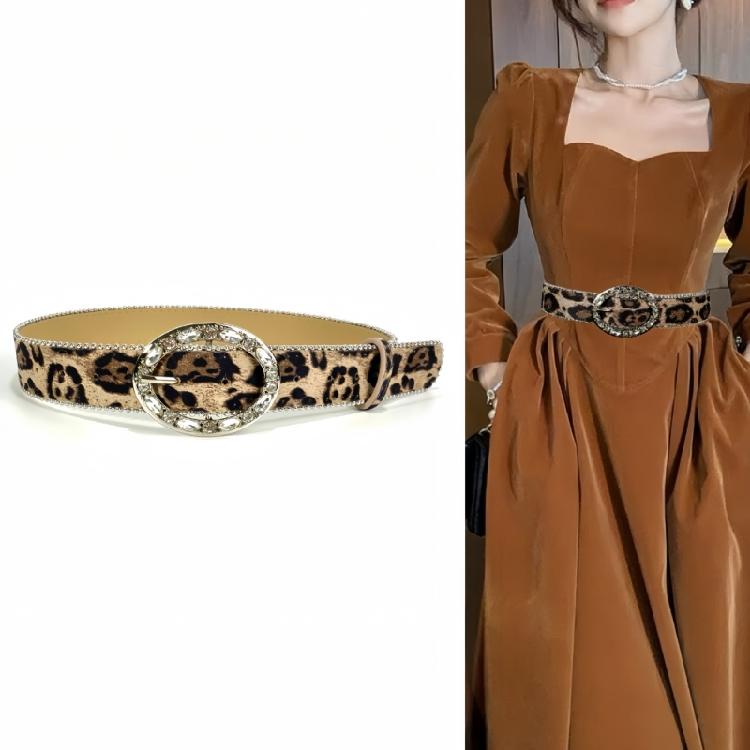 Unique Pattern Belt Stylish Leopards Leather Waist Belt Jeans Decorative Belt for Dresses and Casual Outfits