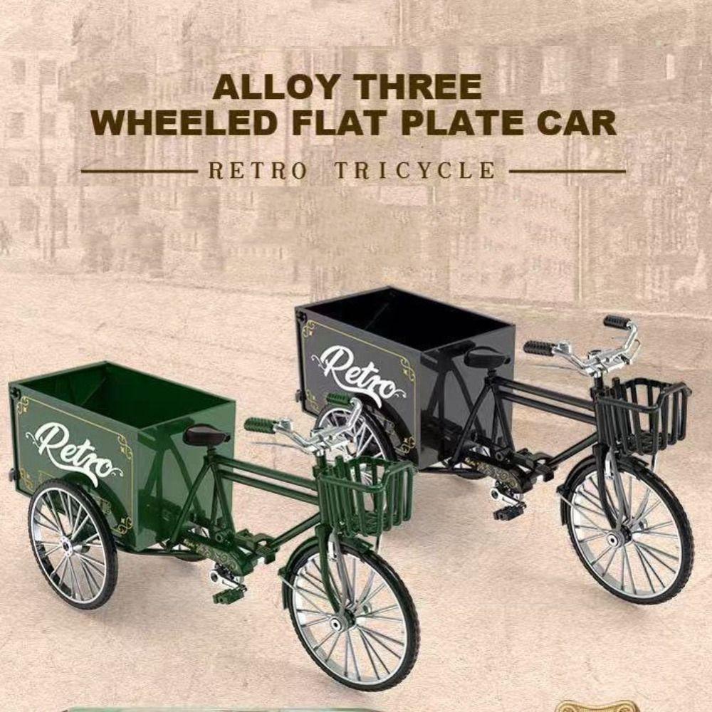 

Three Wheeled Zinc Zinc Alloy Three Wheeled Bicycle Metal Diecast Retro Tricycle Model Collectibles Gift Style A