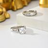 Trendy Luxury CZ  Ring Set  2Pcs Shiny Square Cubic Zircona Engagement Ring & Channel Set Stackable For Women Bridal & Event Out