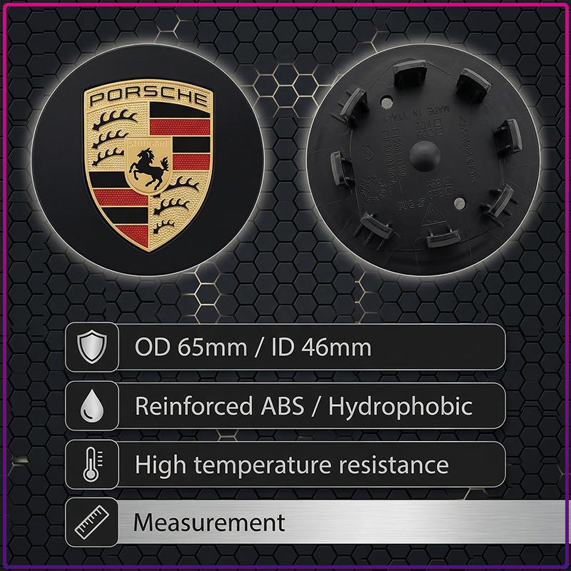 4 ks 65MM Auto Znak Emblem Krytky Středů Kol Poklice Ráfku Kryt Středu Kola Pro Porsche Cayenne Panamera Macan Boxster 911 928 944 918 917