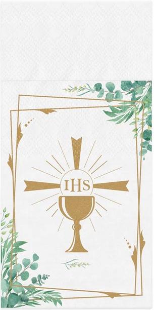 Pockets Napkins Cutlery Case Communion Chalice Ihs Eucalyptus 16 pcs
