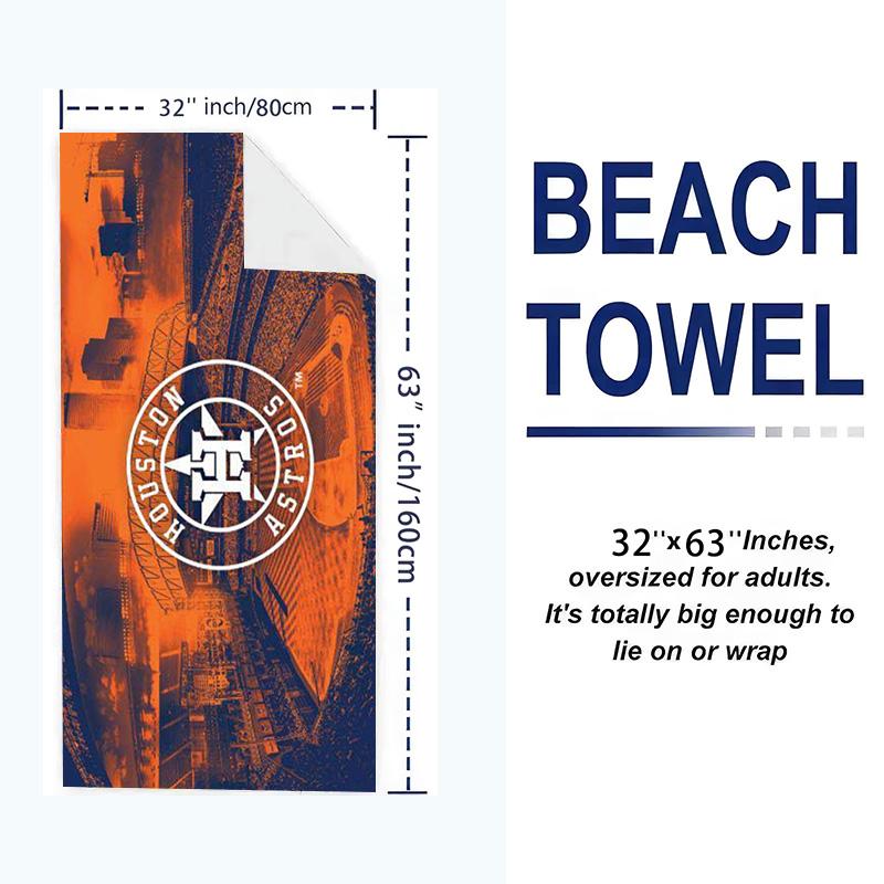 Houston Astros Print Beach Towel, Large Soft Quick Dry Towel for Beach Camping Swimming
