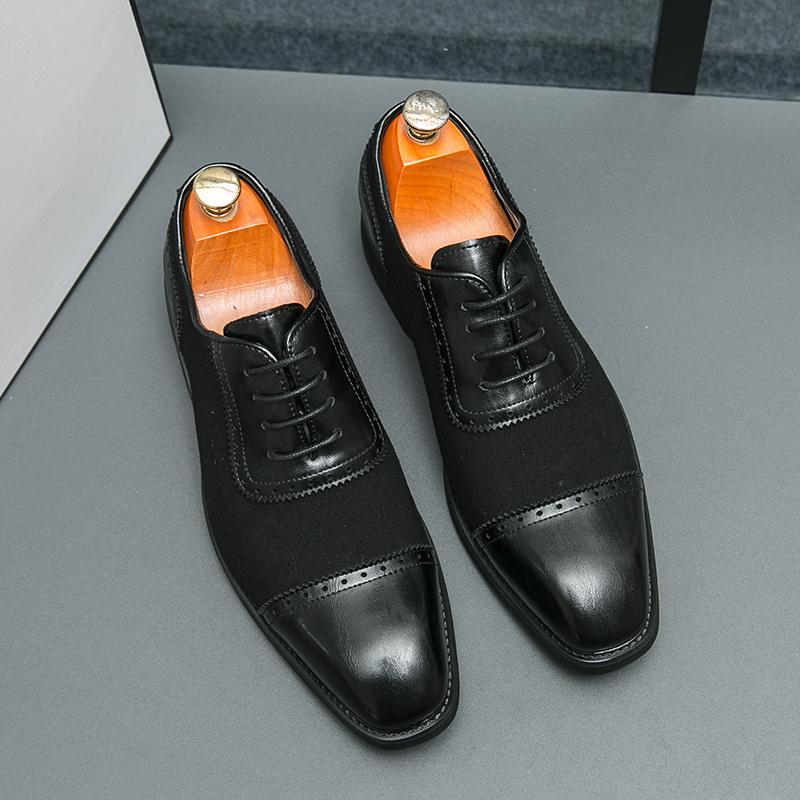 

Повседневные мужские туфли-оксфорды из искусственной кожи со шнуровкой на низком каблуке, удобные и дышащие, классические деловые туфли, большие размеры 38-46 46 чёрный