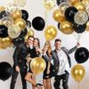 180/15x Romantic Black Gold Shining Sequin Balloons Latex Inflatable Balloon for Birthday Wedding Christmas Party Decor Supplies