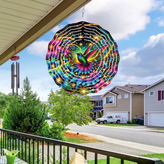 Dragonfly Wind Spinner Bird Kinetic Spinner Hanging Animated Wind Spinner with 3D Animation Effect for Outdoor Yard Garden Decoration