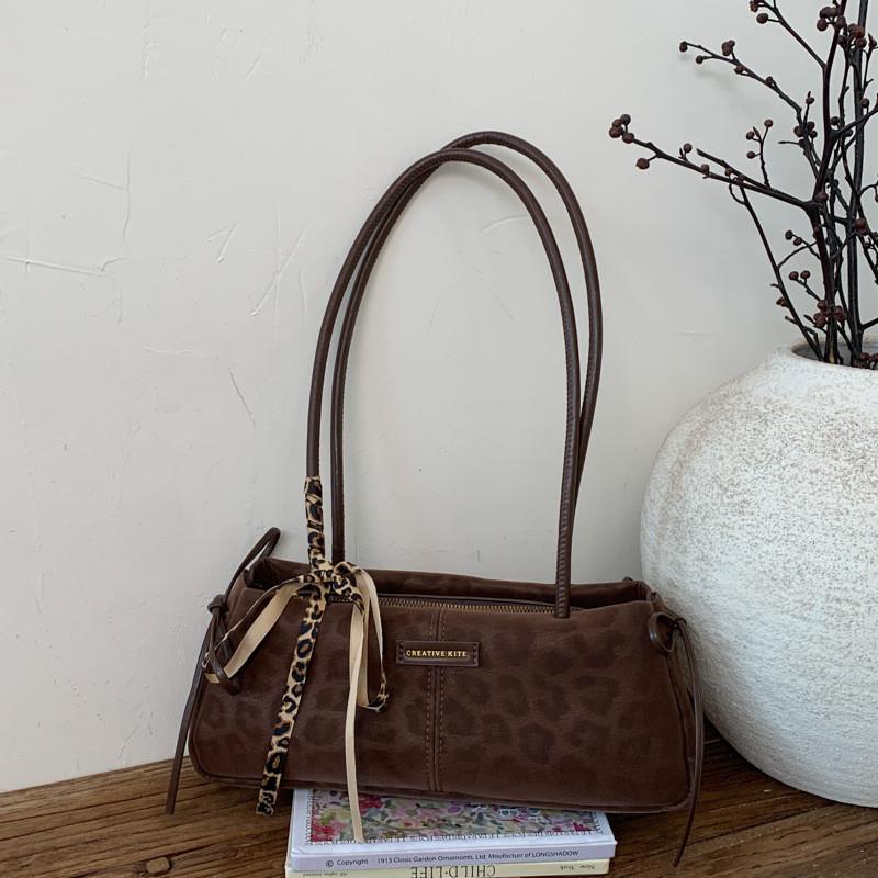 IELGY Ladies Underarm Bag Commuter Retro Leopard Print Bag Portable Baguette Bag